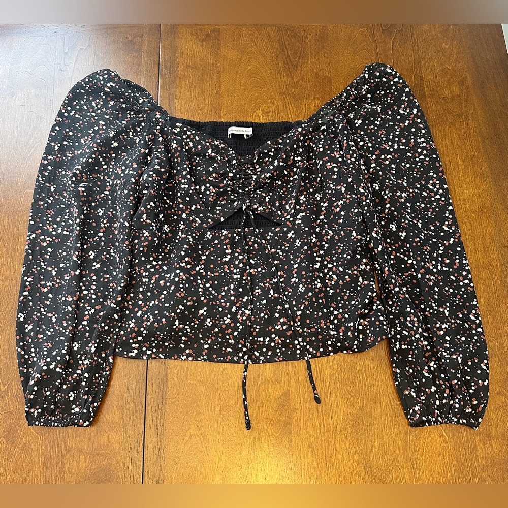 Abercrombie & Fitch Puff Sleeve Cinched Front Blouse Top